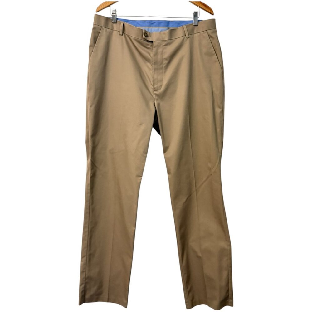 Roundtree & Yorke Gold Label Cotton Pants Khaki Chinos Beige Slacks Size 38 x 34
